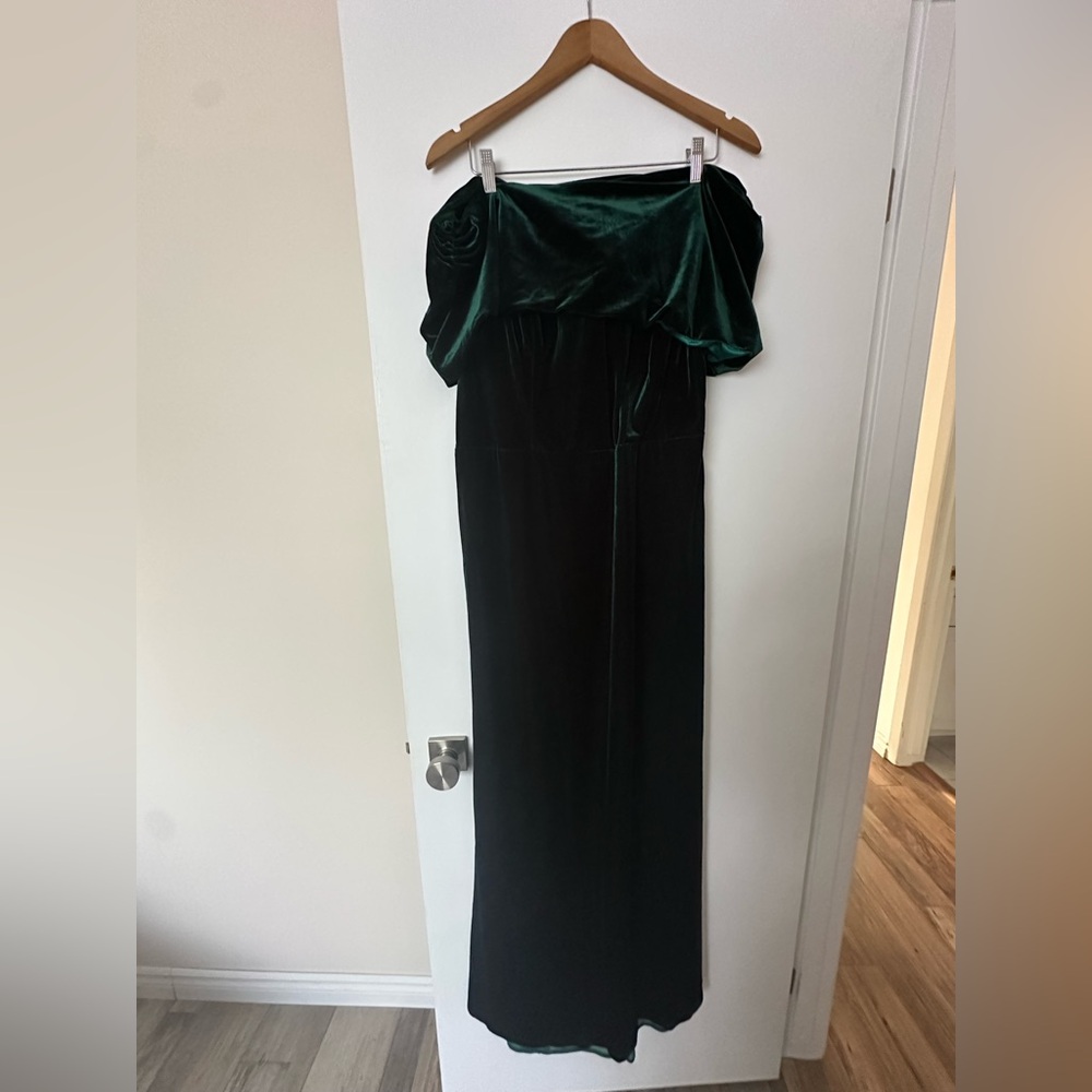 JJs House Strapless Dark Green Velvet Dress